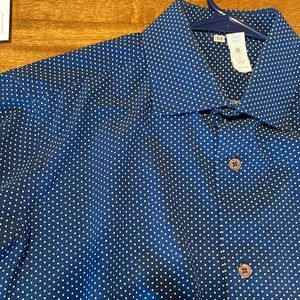 Navy Blue Polkadot State & Liberty athletic dress shirt M